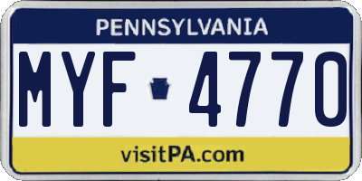 PA license plate MYF4770