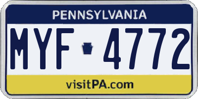 PA license plate MYF4772