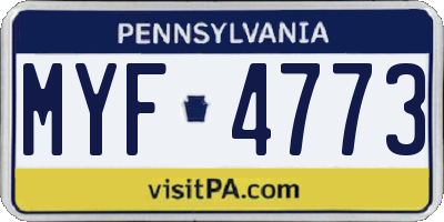 PA license plate MYF4773