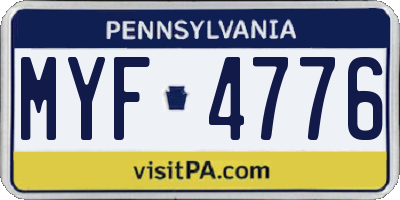 PA license plate MYF4776