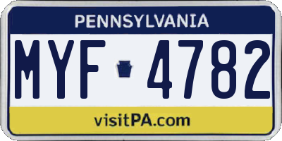 PA license plate MYF4782