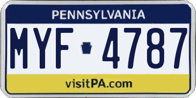 PA license plate MYF4787
