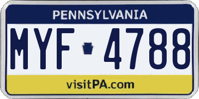 PA license plate MYF4788