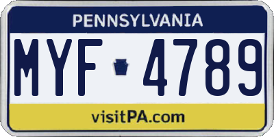 PA license plate MYF4789