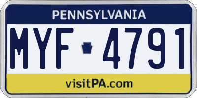 PA license plate MYF4791