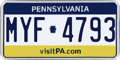 PA license plate MYF4793