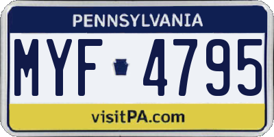 PA license plate MYF4795