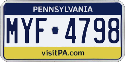 PA license plate MYF4798