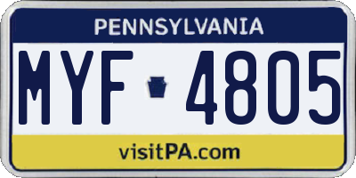 PA license plate MYF4805