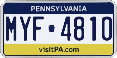 PA license plate MYF4810