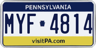 PA license plate MYF4814
