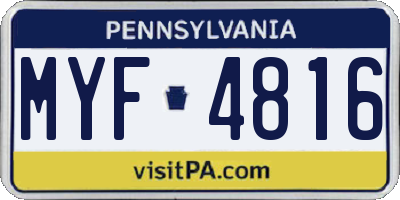 PA license plate MYF4816