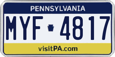 PA license plate MYF4817