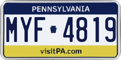 PA license plate MYF4819