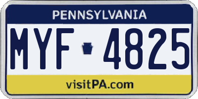 PA license plate MYF4825