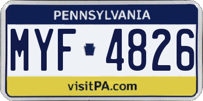 PA license plate MYF4826