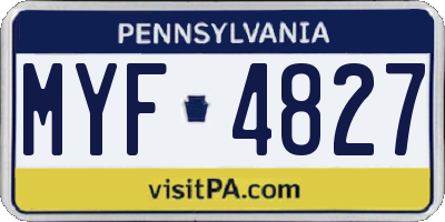PA license plate MYF4827