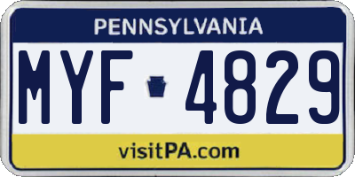 PA license plate MYF4829