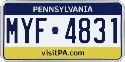 PA license plate MYF4831