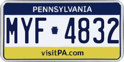 PA license plate MYF4832