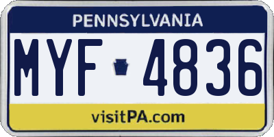 PA license plate MYF4836