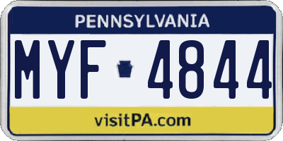 PA license plate MYF4844