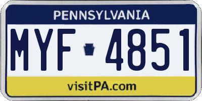 PA license plate MYF4851