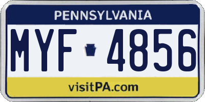 PA license plate MYF4856