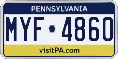 PA license plate MYF4860