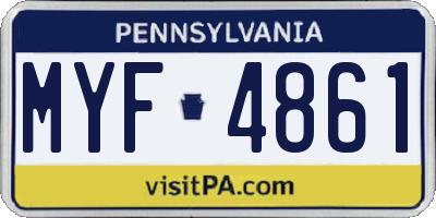 PA license plate MYF4861