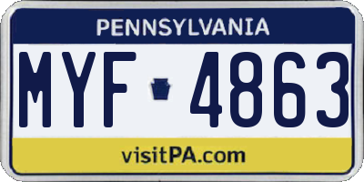 PA license plate MYF4863