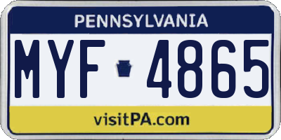 PA license plate MYF4865
