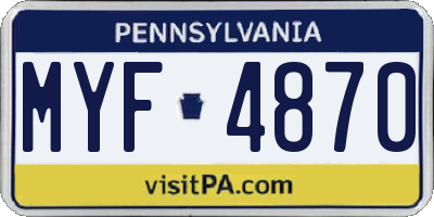 PA license plate MYF4870
