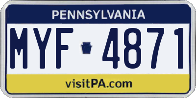 PA license plate MYF4871