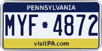 PA license plate MYF4872