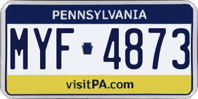 PA license plate MYF4873