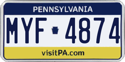 PA license plate MYF4874