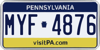 PA license plate MYF4876