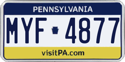PA license plate MYF4877