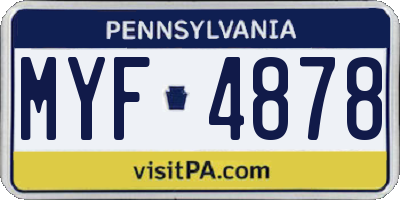 PA license plate MYF4878
