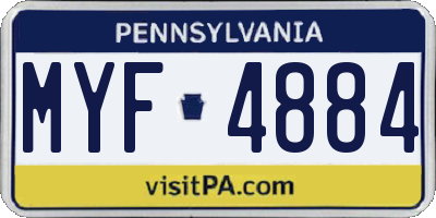 PA license plate MYF4884