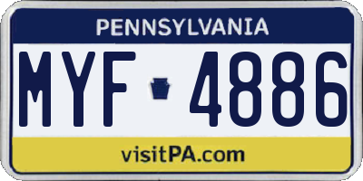 PA license plate MYF4886