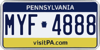 PA license plate MYF4888
