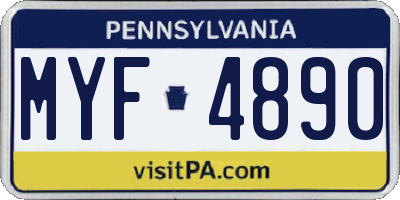 PA license plate MYF4890