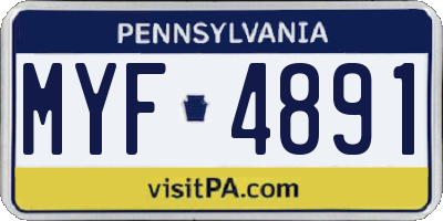 PA license plate MYF4891