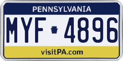 PA license plate MYF4896