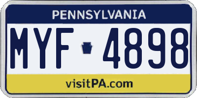 PA license plate MYF4898