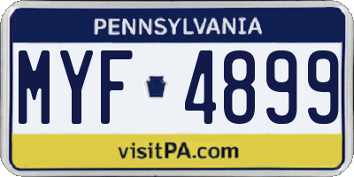 PA license plate MYF4899