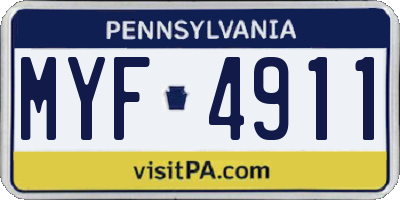 PA license plate MYF4911