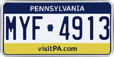 PA license plate MYF4913